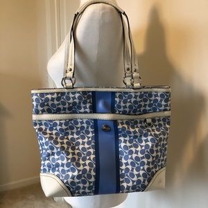 Coach Light Blue & White Leather Purse
